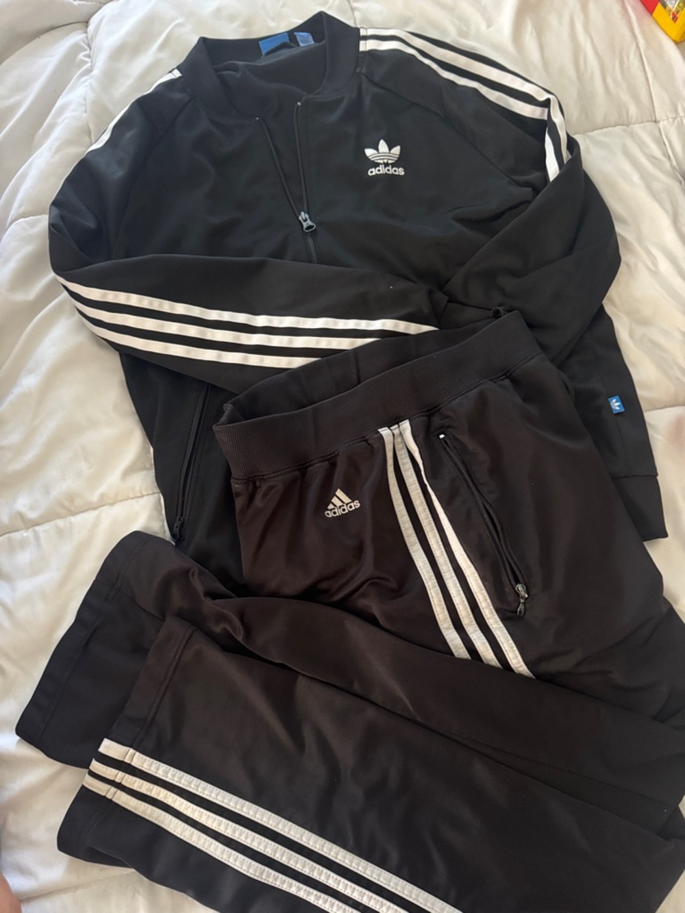 adidas Black Jogger Sweatpants with White Triple Stripe